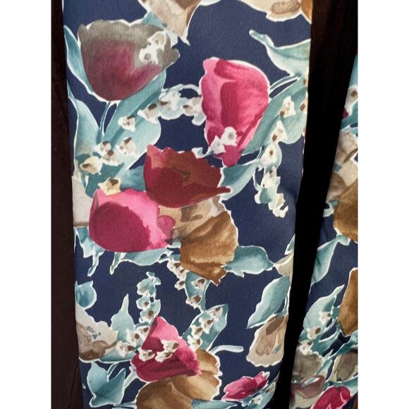 Tie vintage 1980s abstract floral pink blue - Picture 8 of 10